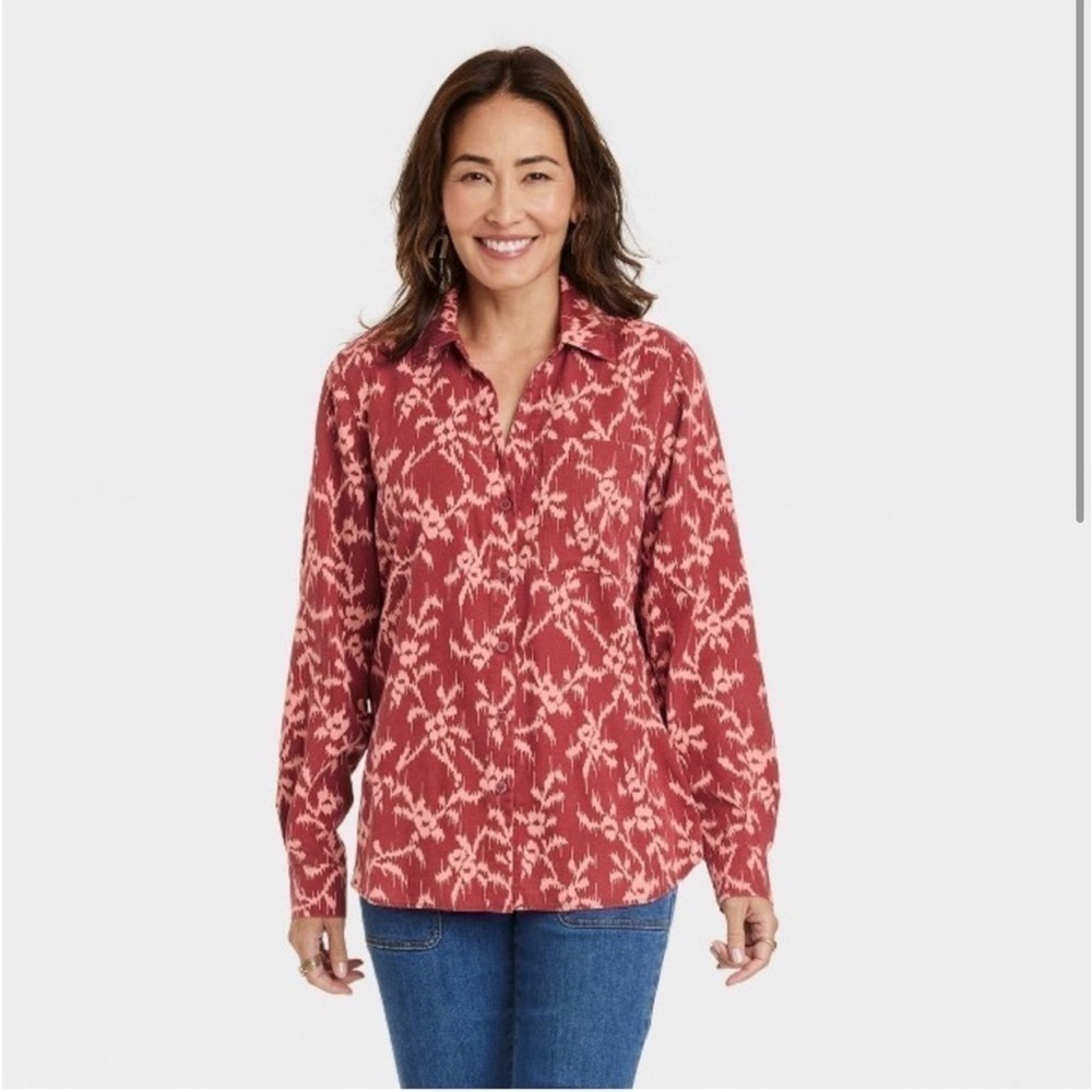 NWT Knox Rose Red button down size XS